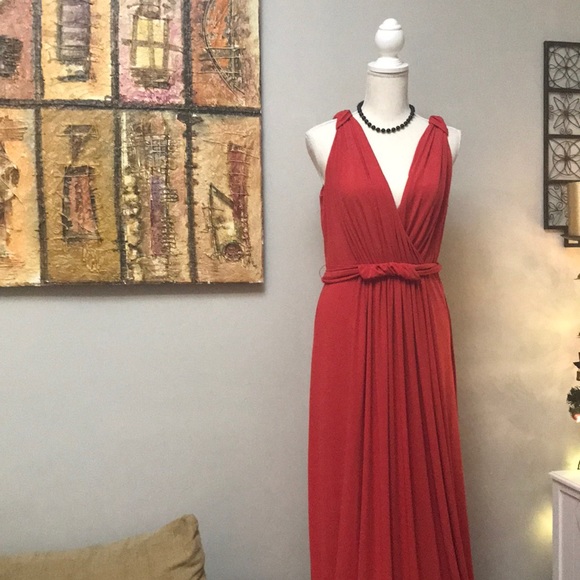 Stunning Calvin Klein Grecian Gown - RED - Picture 1 of 6